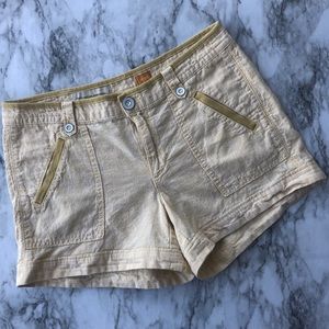 PILCRO & THE LETTERPRESS x Anthropologie Yellow Linen Blend Shorts | Size 6